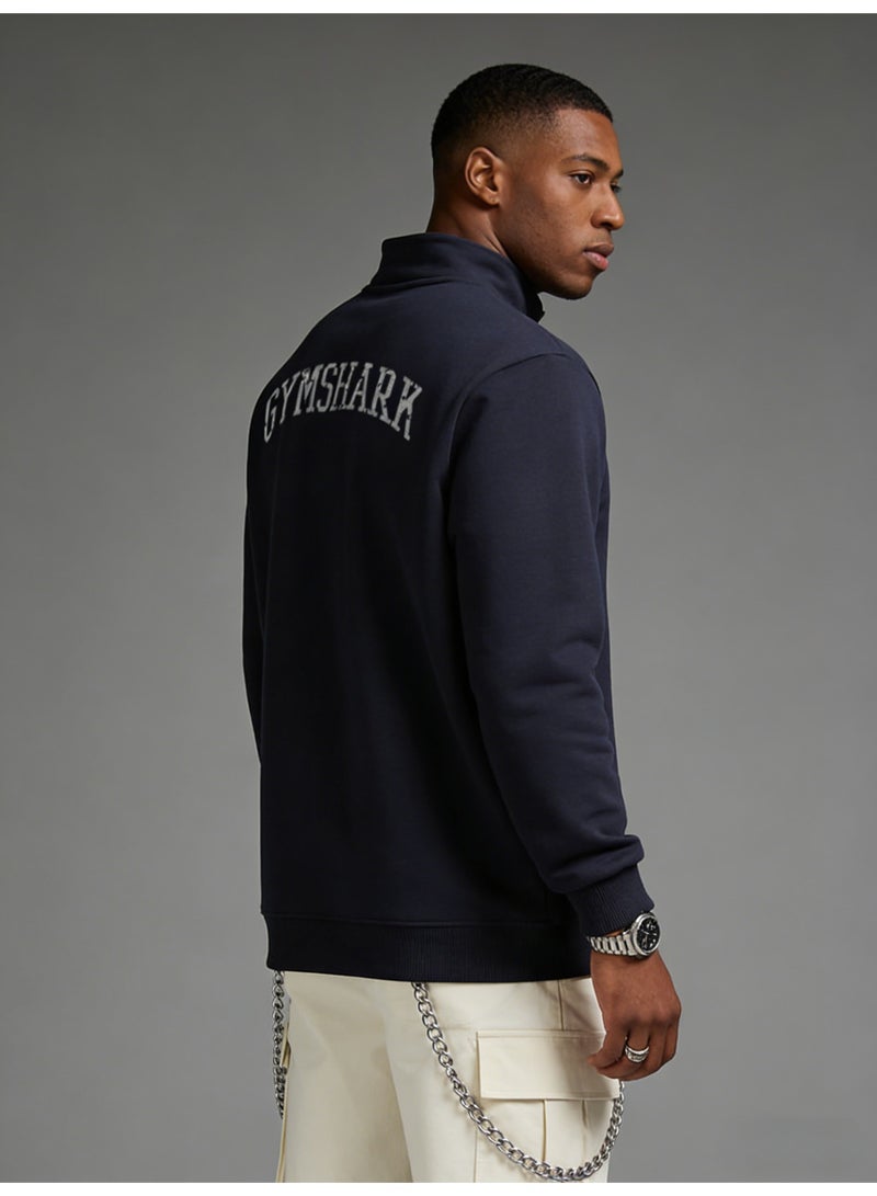 جيمشارك Gymshark Deep Blue Quarter Zip Hoodie - A large sports shirt with a shiny logo, suitable for neutral sports and casual styles - Image 4